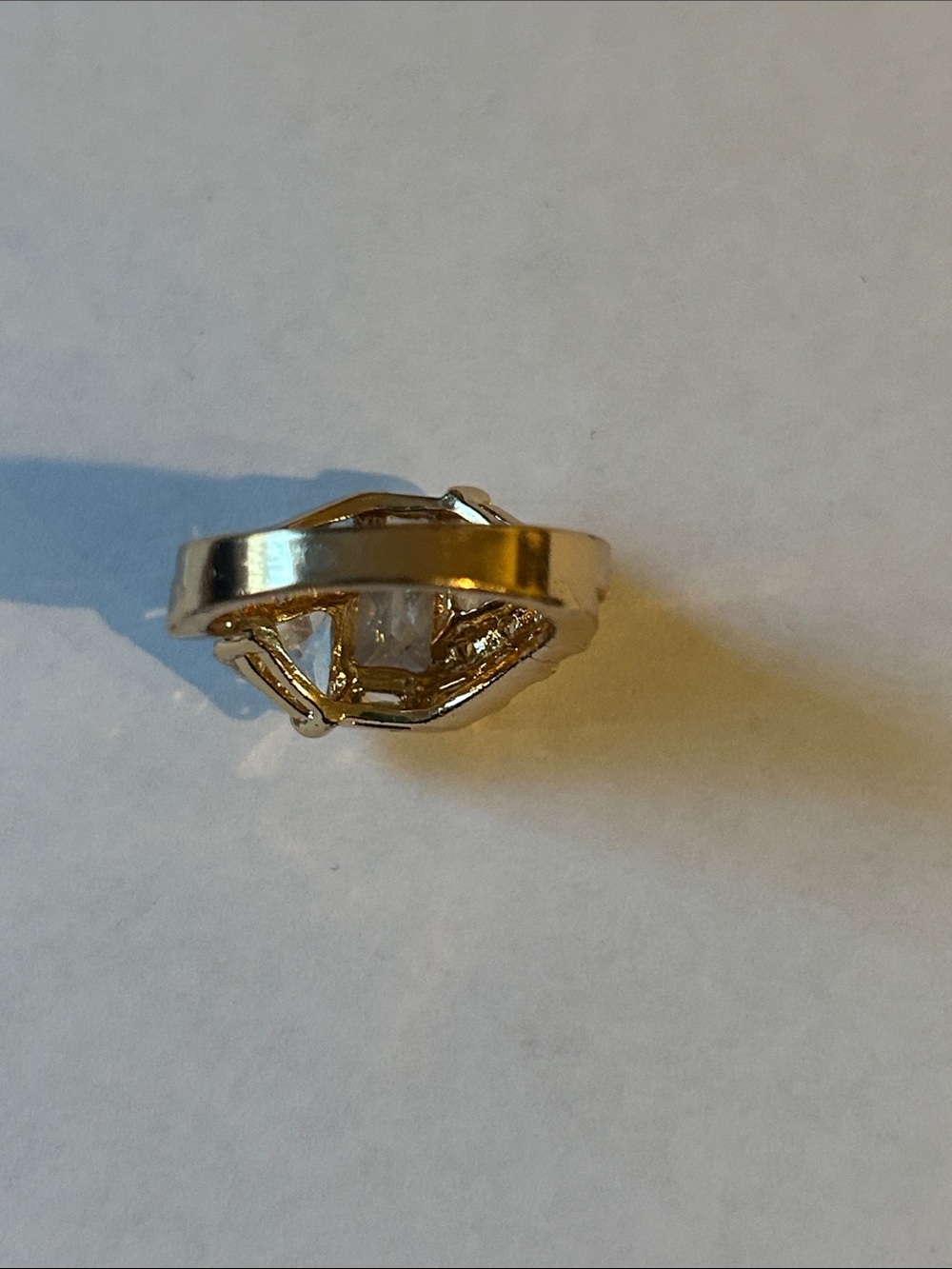 Gold-Tone Clear Stone Statement Ring - Elegant Cocktail Ring - Picture 6 of 6